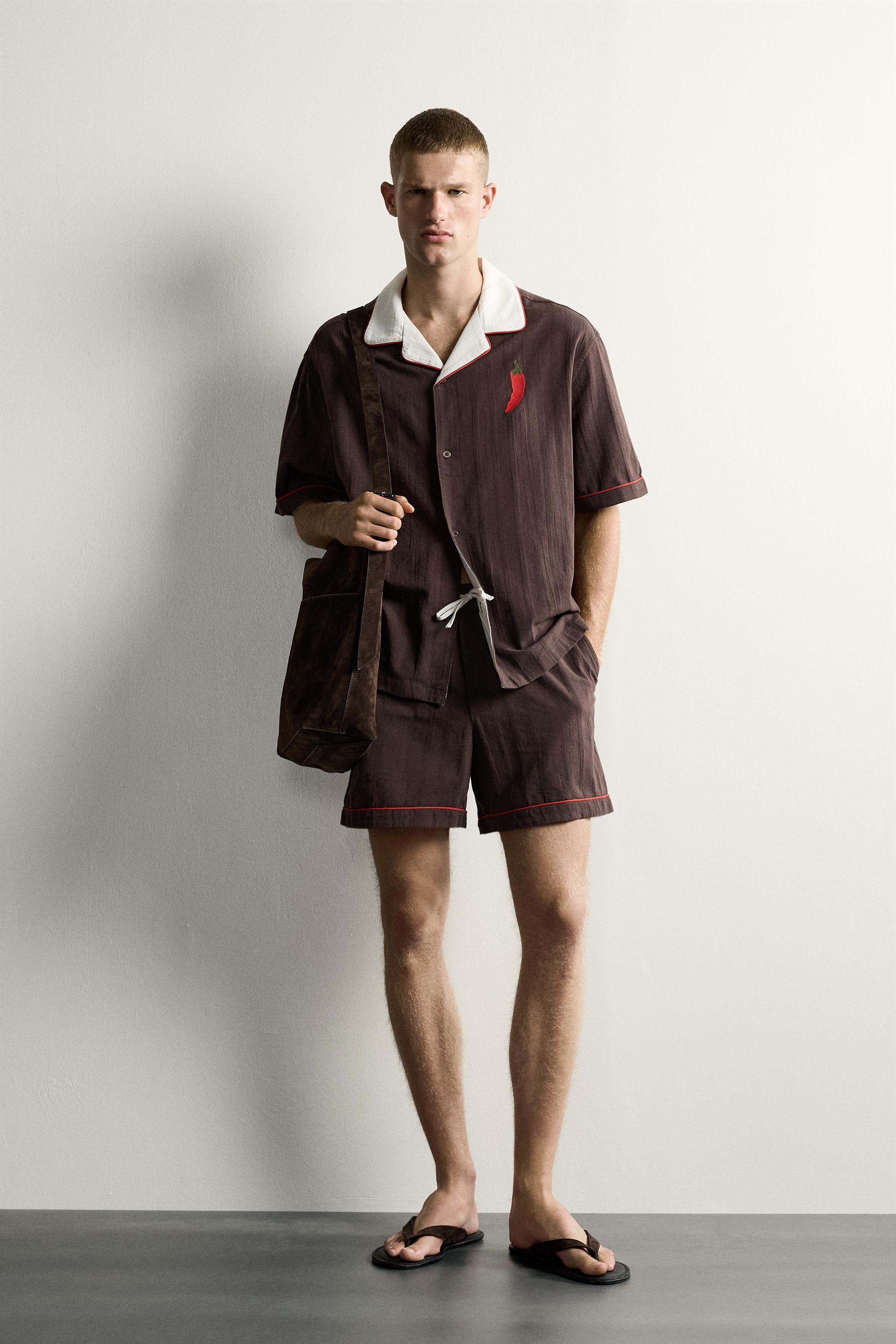 CHEMISE RELAXED FIT À BRODERIE PIMENT